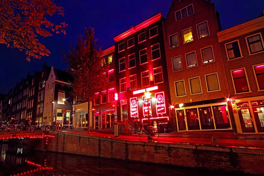 Red Light District in Amsterdam at night