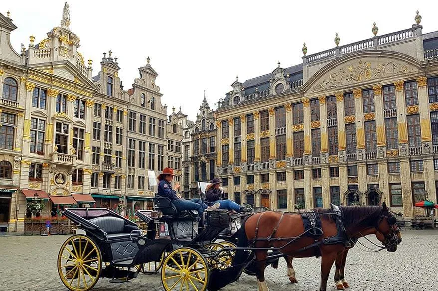 Horse drawn carriages at Brussels Grand Place
