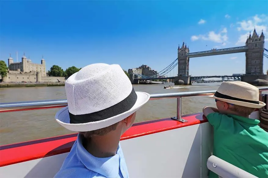 Iconic London landmarks seen from River Thames cruise