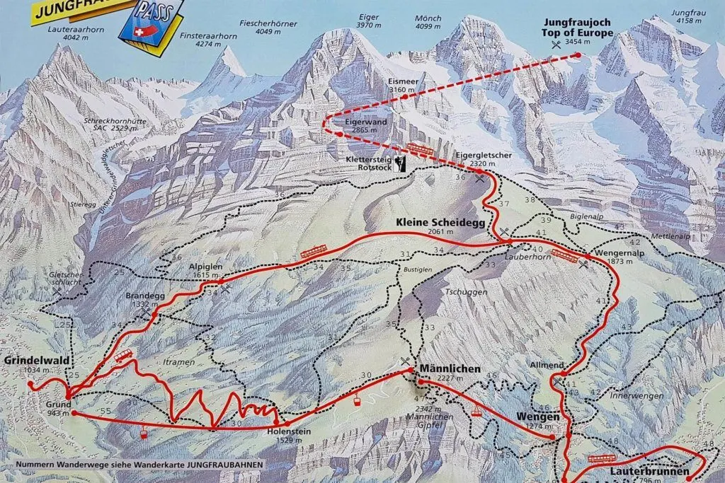 Jungfrau region map - how to get to Jungfraujoch