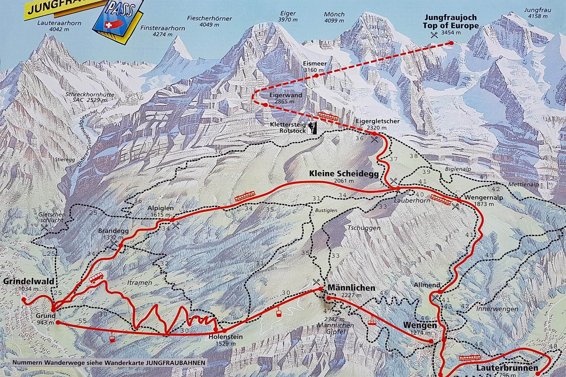 jungfraujoch tour map