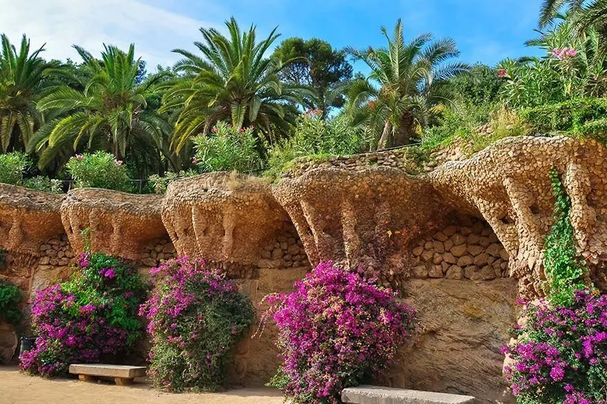 Park Guell in Barcelona in late spring