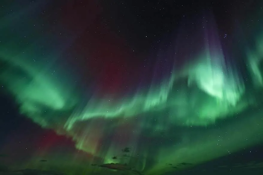 Red and green auroras in Iceland in November