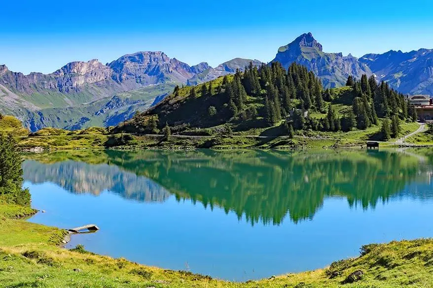 Titlis area scenery at Trubsee lake in summer