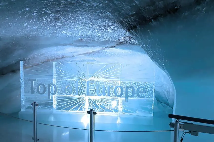 Top of Europe sign inside Jungfraujoch Ice Palace