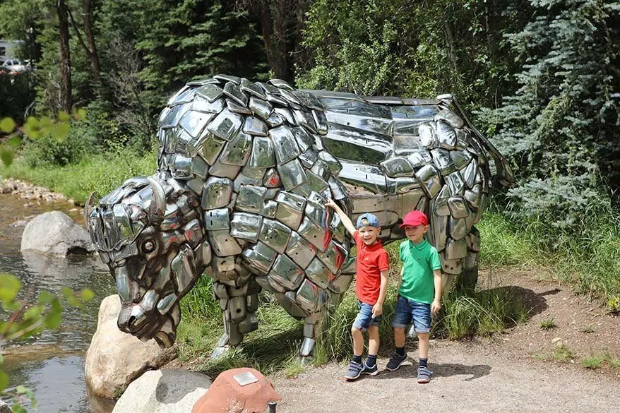 Chrome On The Range sculpture in John Denver Sanctuary in Aspen
