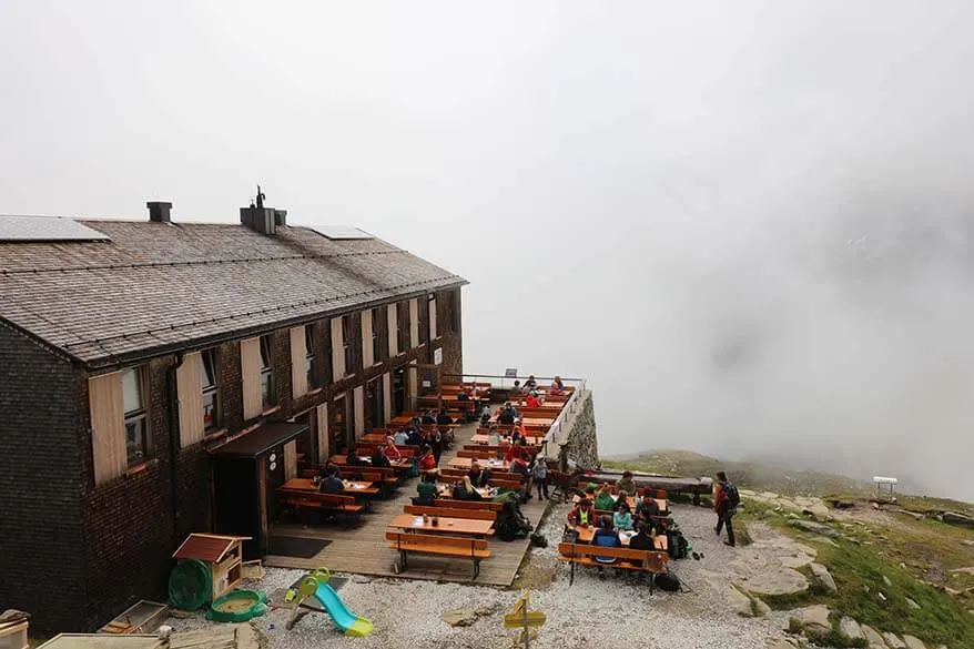Olpererhütte in the mist.
