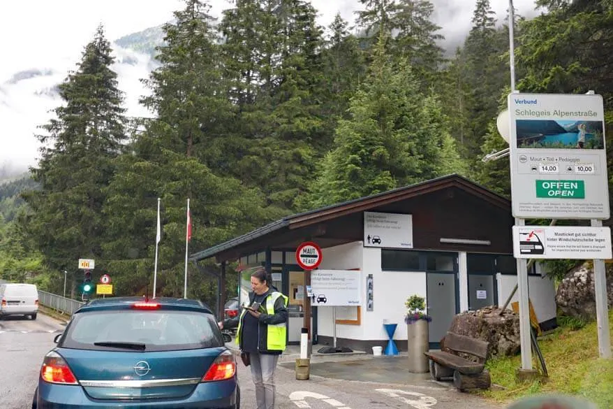 Toll booth at Schlegeis Alpine Road.