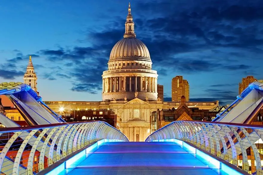 View of St Paul's Cathedral from Millennium Bridge in London