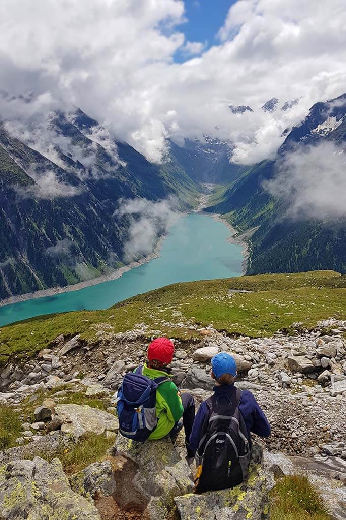 View on Schlegeis Reservoir from Olpererhutte hike