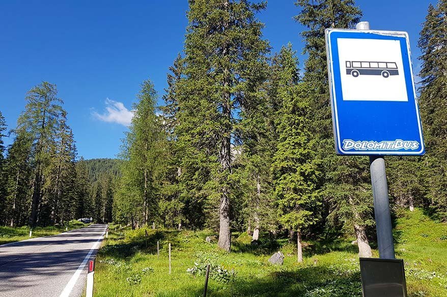 Dolomiti Bus stop at Ru Curto (Pain del Pantan)