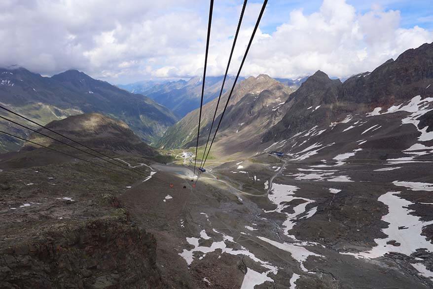 Gamsgarten cable car views at Stubai glacier