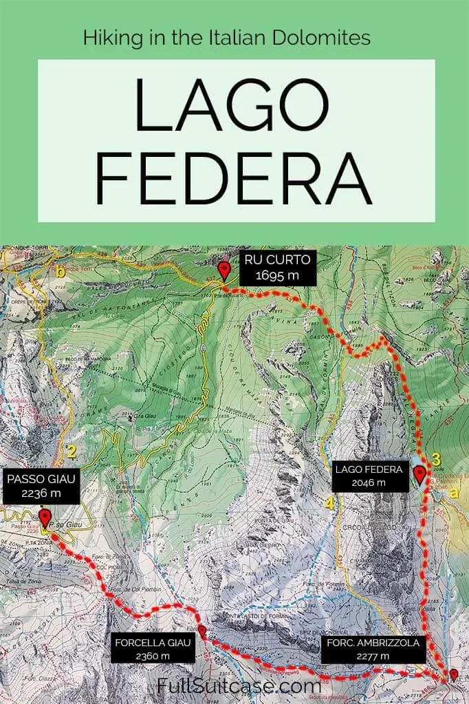 Lago Federa hike map