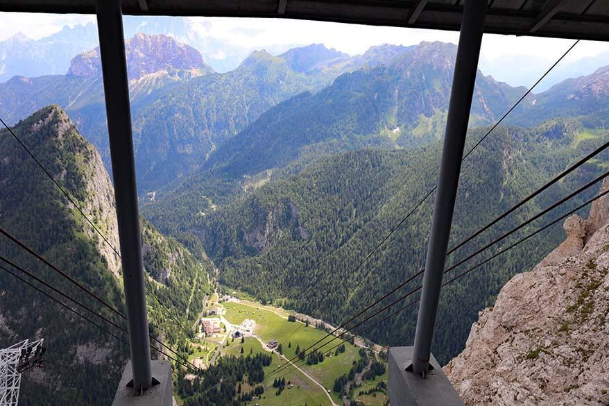 Malga Ciapela as seen from Antermoja cabe car station