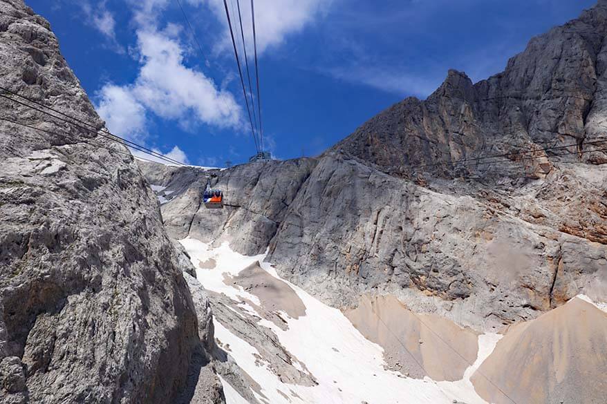 Marmolada cable car at Antermoja