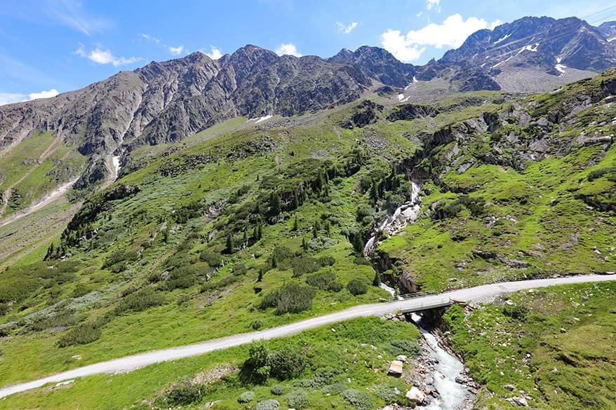 Mountain scenery at Stubai Glacier in summer