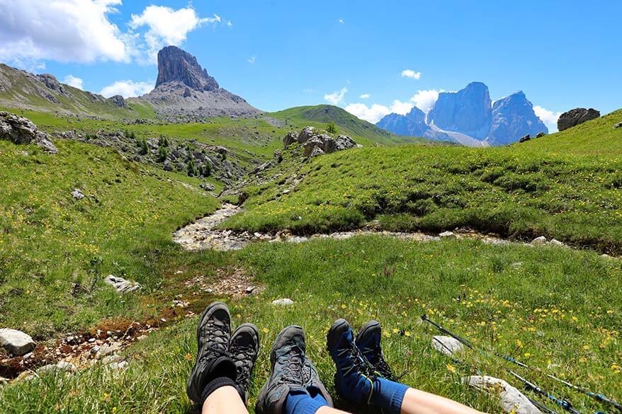 Our picnic spot along the hiking trail between Forcella Giau and Forcella Ambrizzola