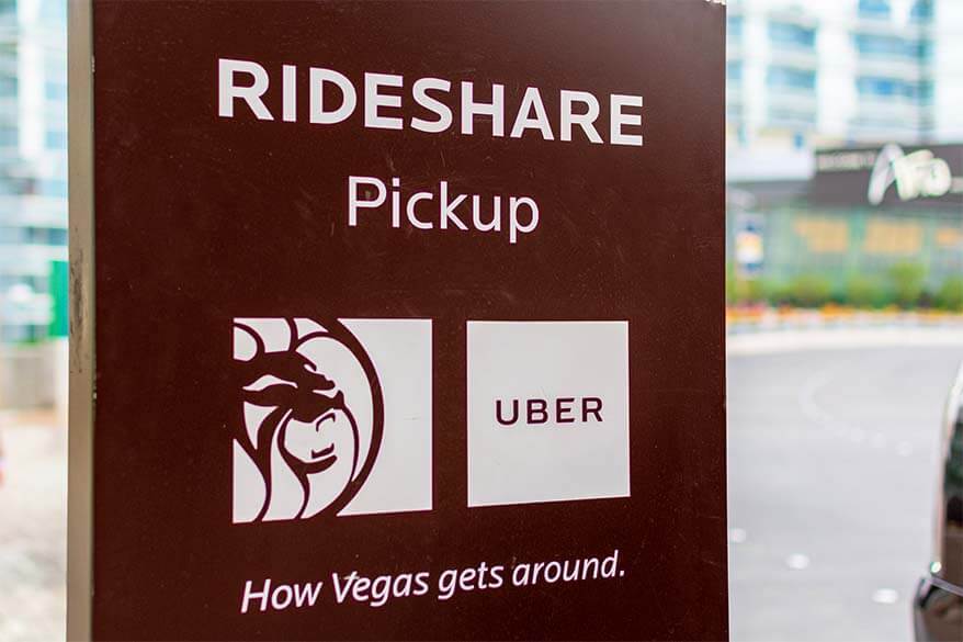 Rideshare pickup stand in Las Vegas