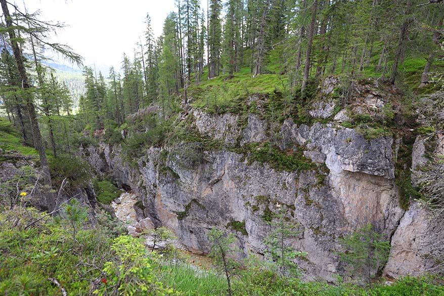 River gorge along the hike between Ru Curto and Lago Federa