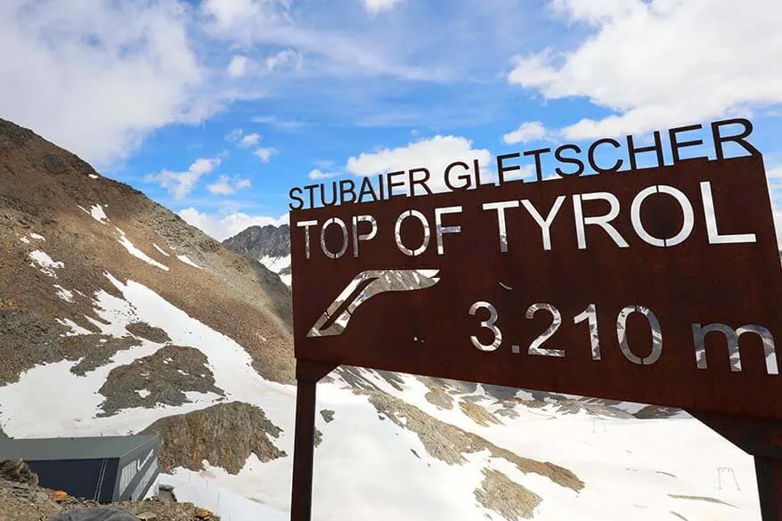 Stubai Glacier Top of Tyrol sign