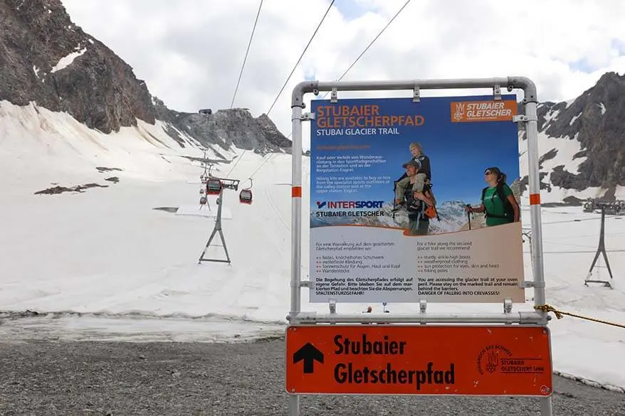 Stubai Glacier Trail and informational board