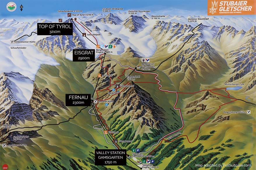 Stubai Glacier map summer