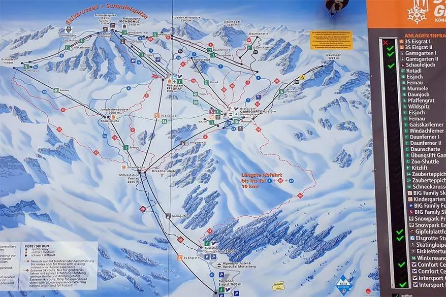 Stubai Glacier winter map
