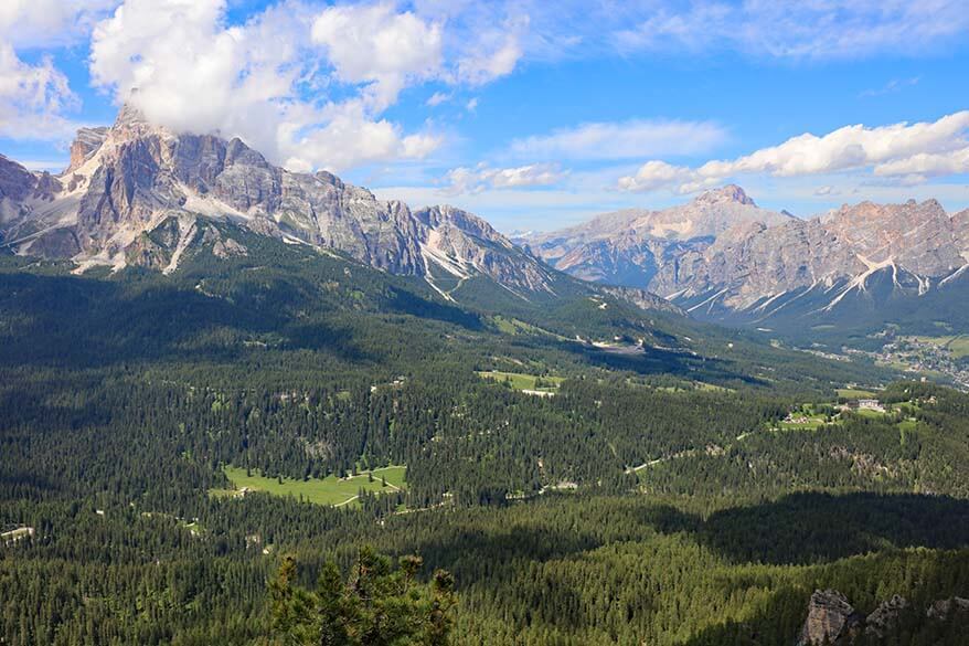 View from Val Negra viewpoint in the Italian Dolomites