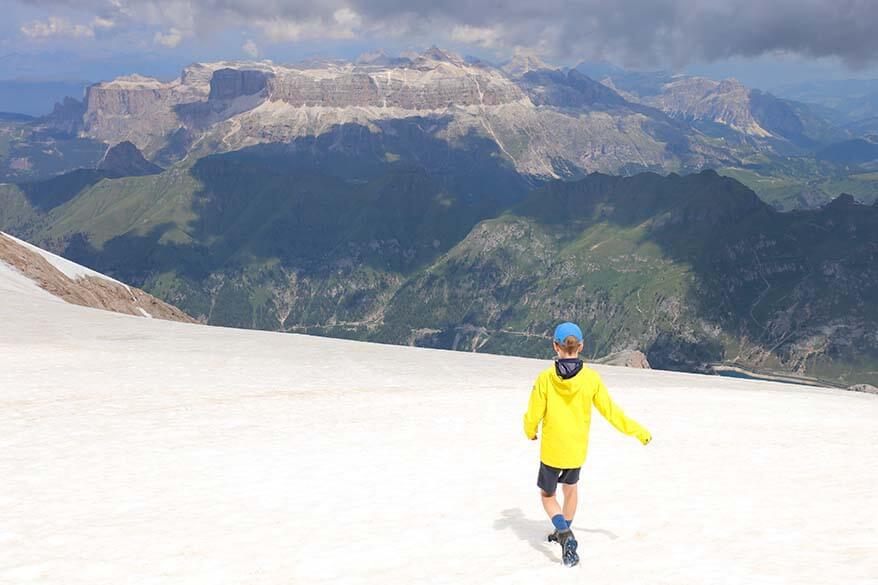 Walking on the glacier at Marmolada Punta Rocca