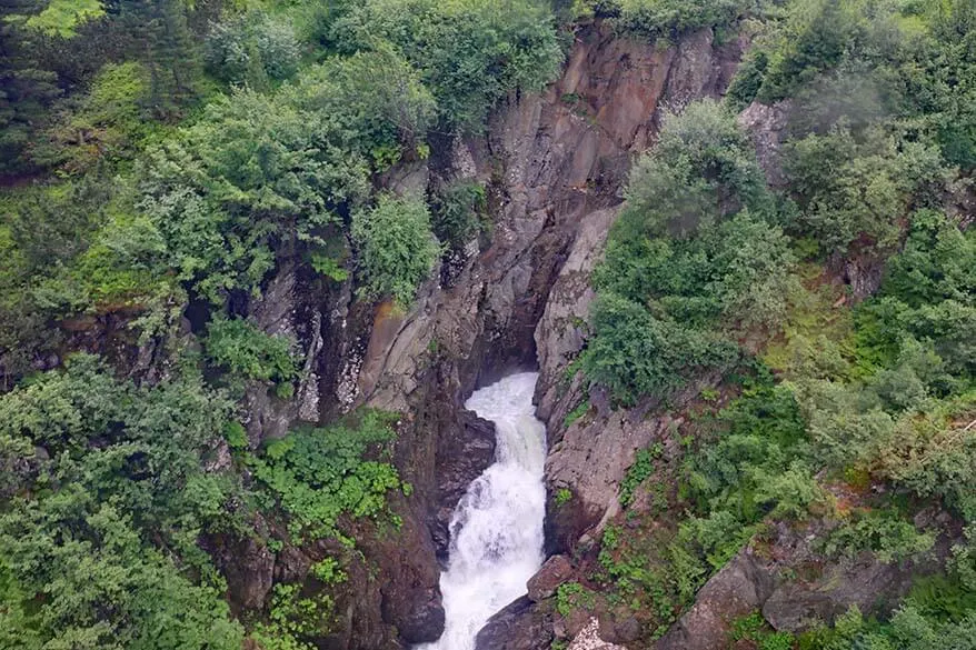 Waterfall in Stubai Valley as seen from Gamsgarten gondola