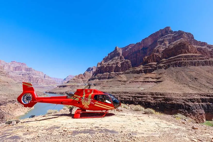 Helicopter at the bottom of the Grand Canyon