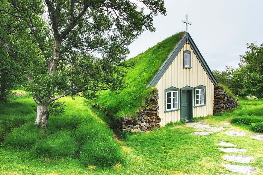 Hofskirkja turf church in Iceland