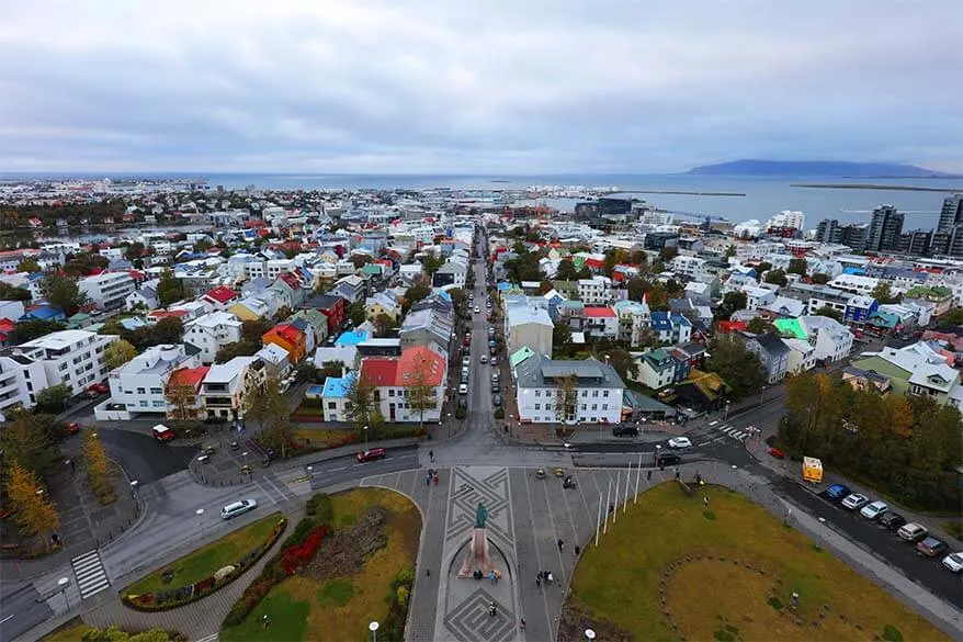 Reykjavik aerial view as seen from Hallsgrimkirkja