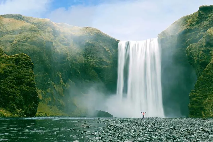 Skogafoss waterfall is one of must see Iceland South Coast attractions