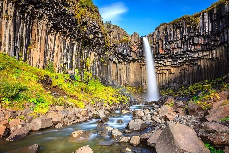 Svartifoss waterfall in Skaftafell Iceland
