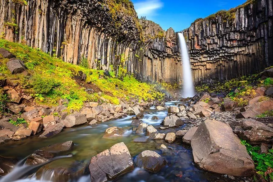 Svartifoss waterfall in Skaftafell National Park in Iceland