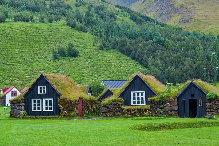 Turf houses at Skogar Museum in Iceland