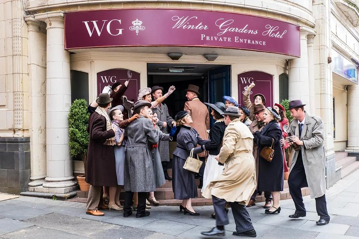 Actors at Winter Gardens entertainment venue in Blackpool