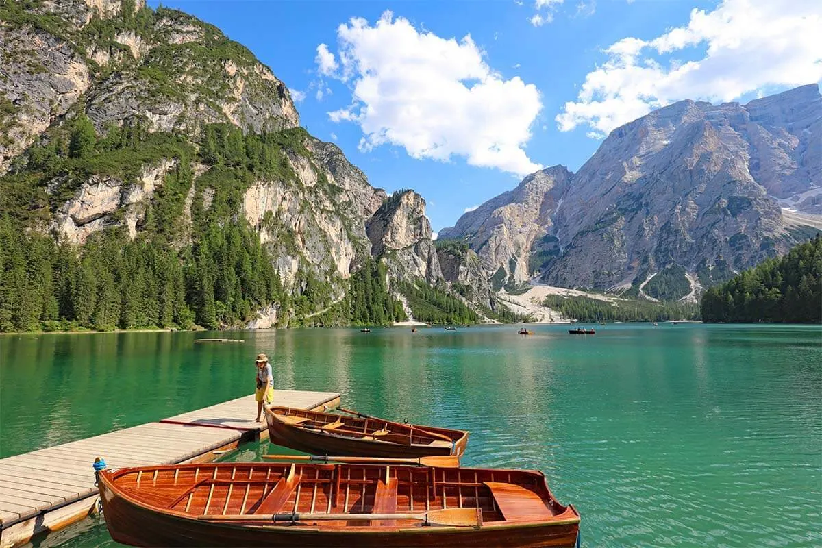Lago di Braies is one of the most beautiful lakes in the Dolomites Italy