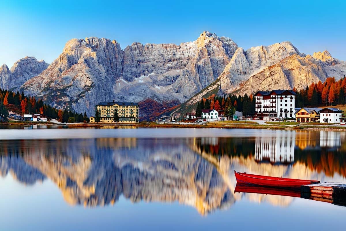 Lago di Misurina - one of the most beautiful lakes in the Dolomites Italy