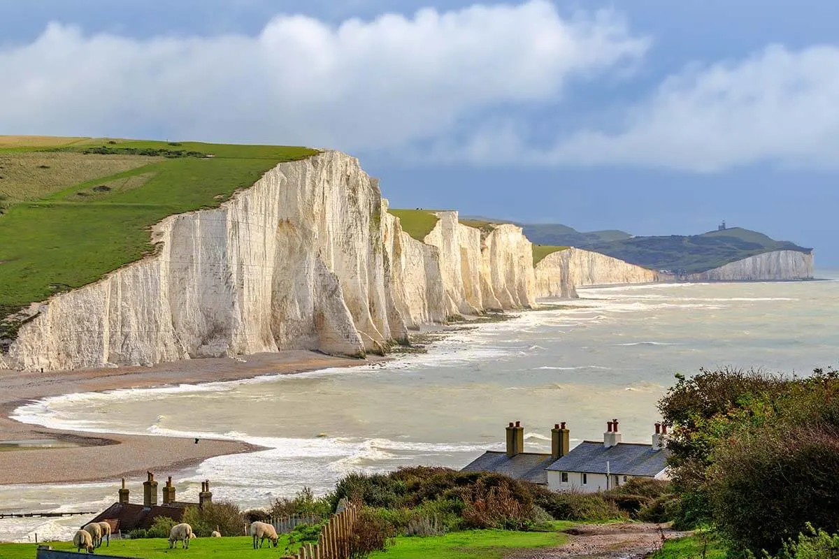 White cliffs of Seven Sisters in southern England