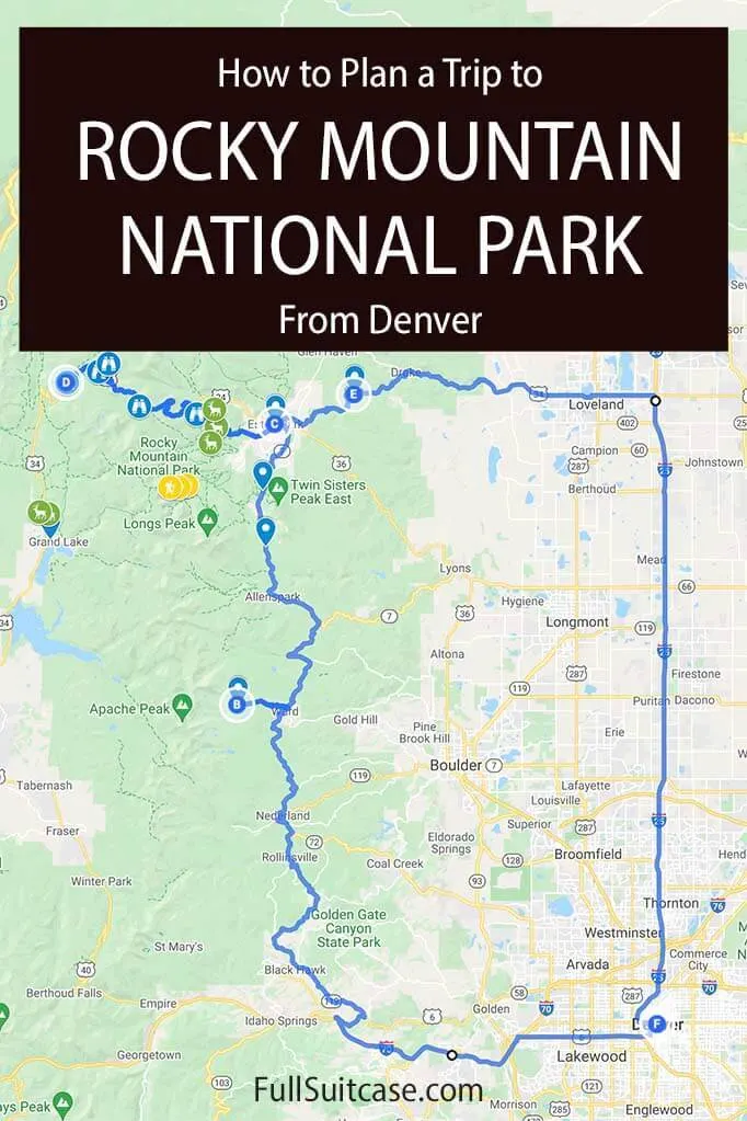 Denver to Rocky Mountain National Park drive map