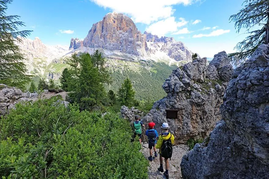 Hiking in the Dolomites with kids - Cinque Torri loop hike