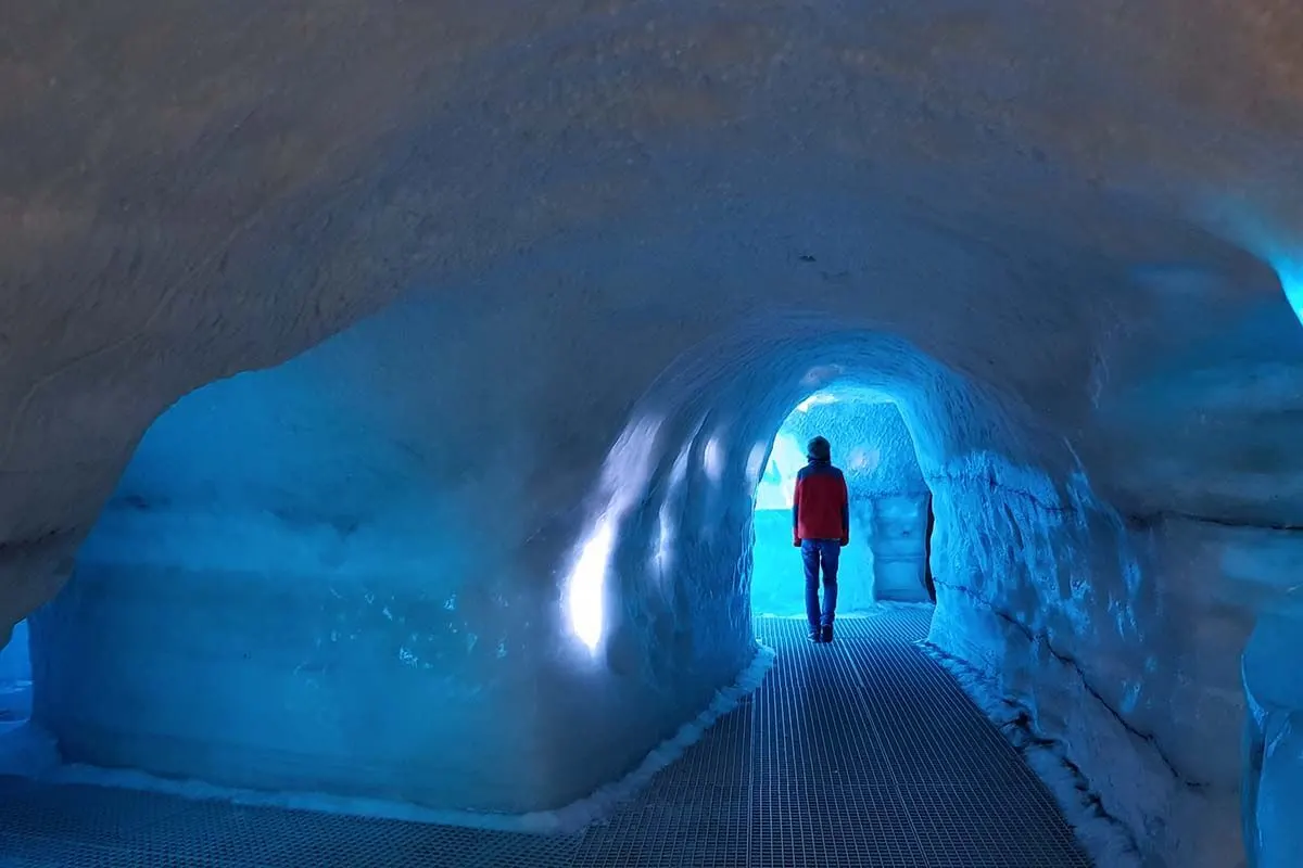 Ice tunnel in Perlan museum in Reykjavik Iceland