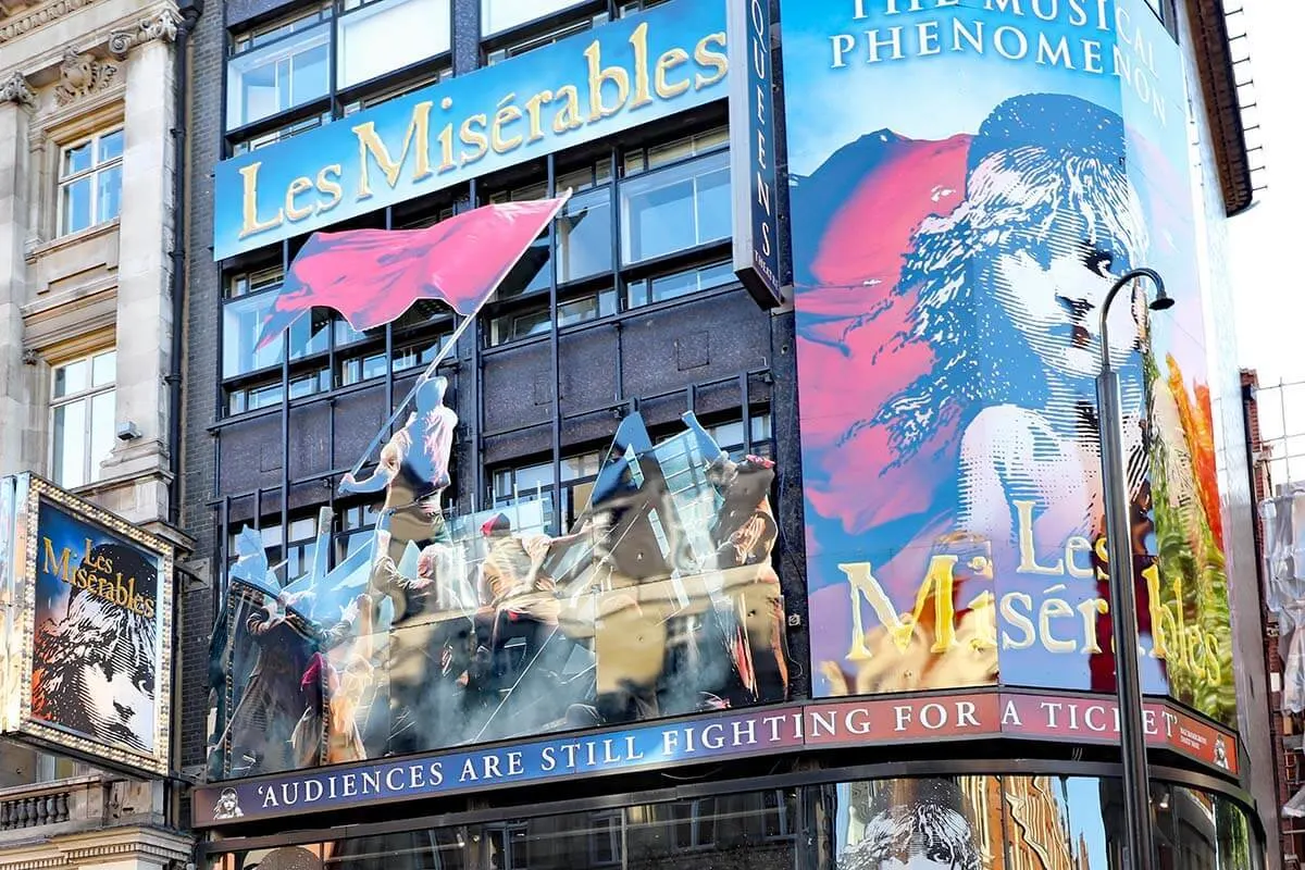 Les Miserables musical billboards in London