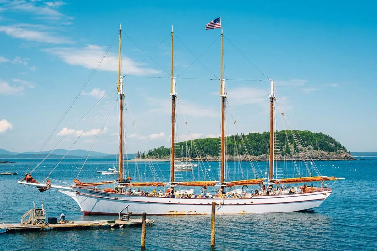 Sail boat in Bar Harbor Acadia National Park