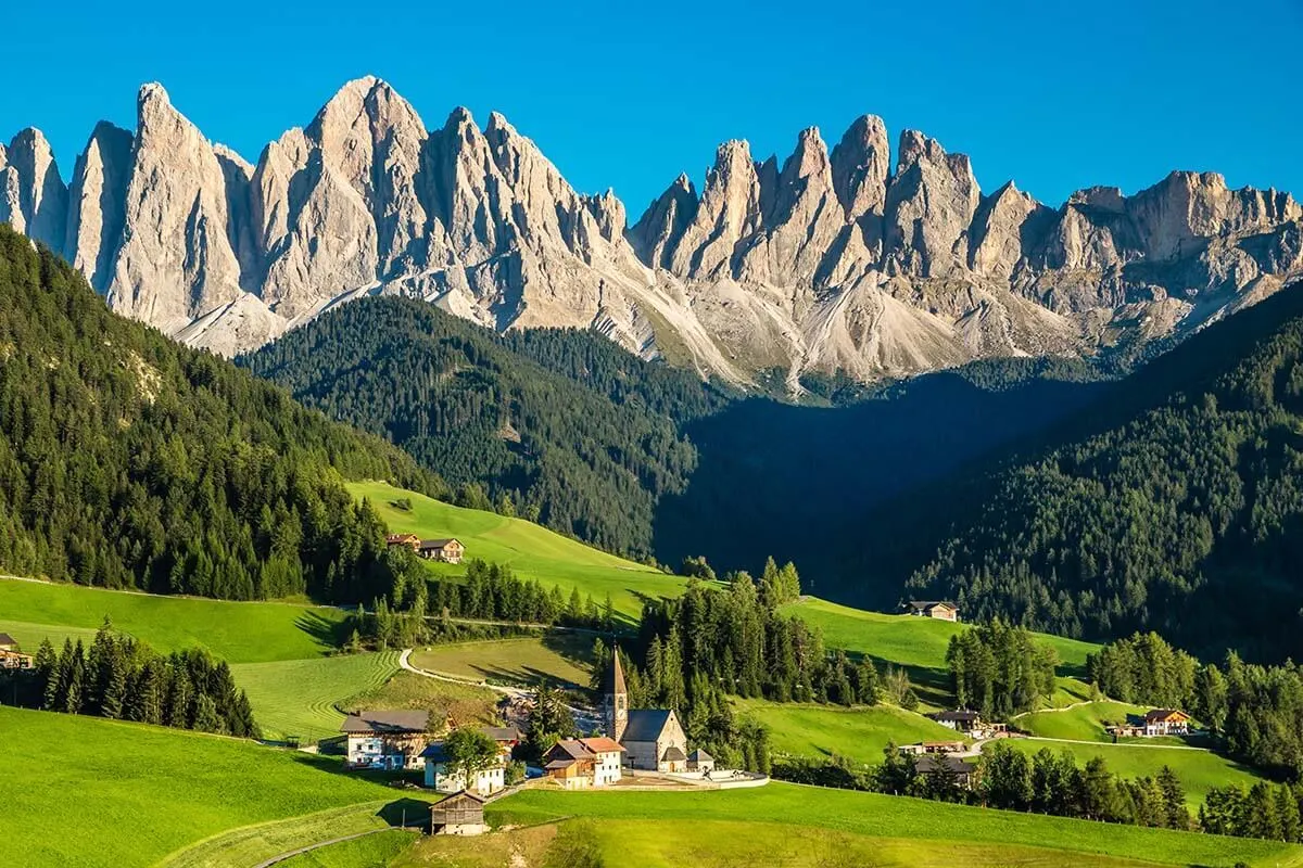St Magdalena church in the Dolomites Italy