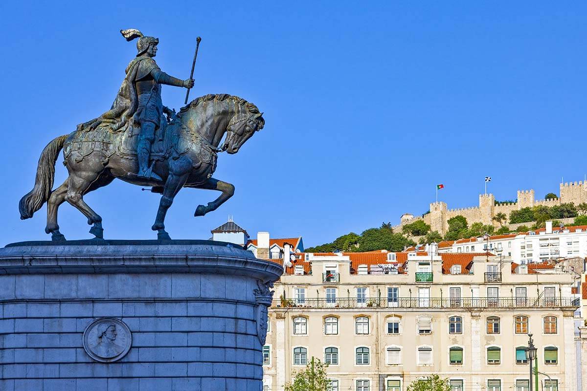 Statue of Dom Joao I at Praça da Figueira in Lisbon