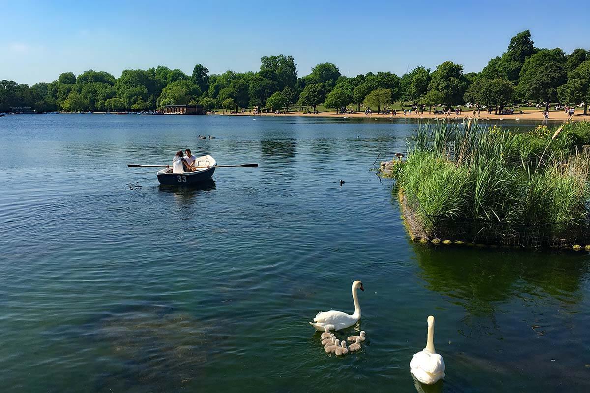 The Serpentine lake at Hyde park in London