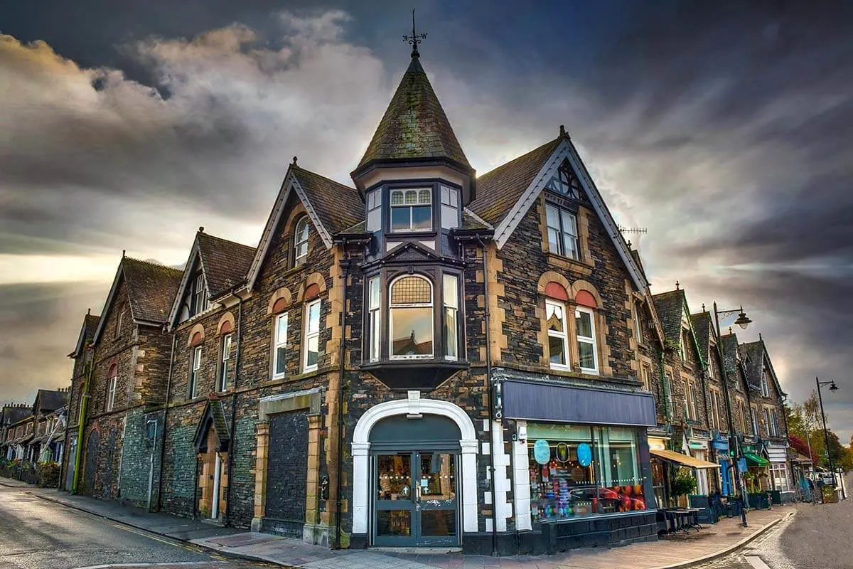 Traditional buildings in Ambleside town, Lake District UK